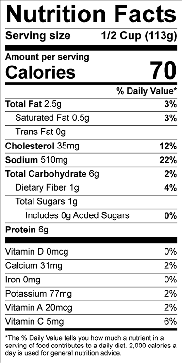 Old Nutrition Label