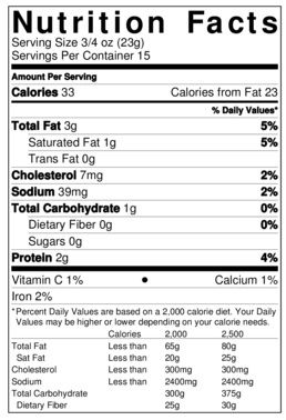 Old Nutrition Label